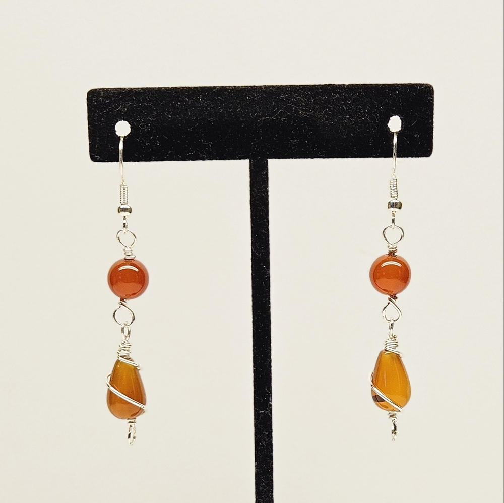 Handmade Beaded Stone Earrings